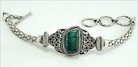 Pulseira de Prata com Turmalina Verde